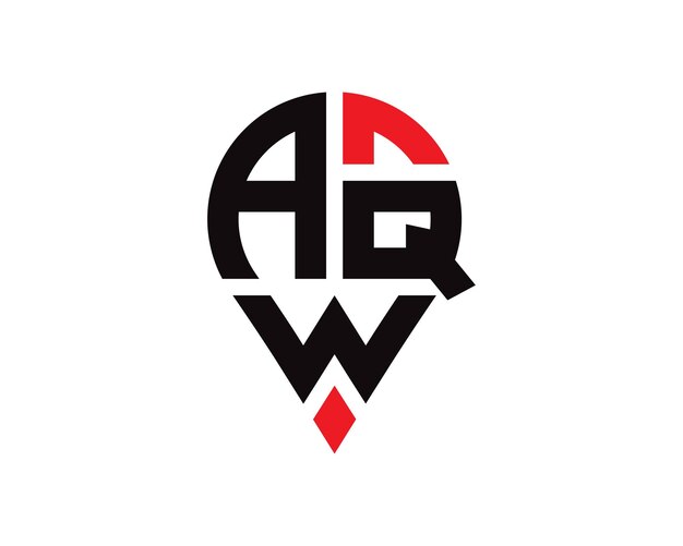Diseño del logotipo de la forma de la ubicación de la letra AQW Diseño simple del logotipo de la ubicación de la letra AQW