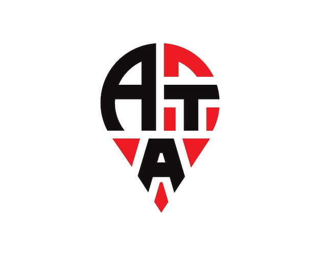 Diseño del logotipo de la forma de la ubicación de la letra ATA Diseño sencillo del logotipo del lugar de la carta ATA1