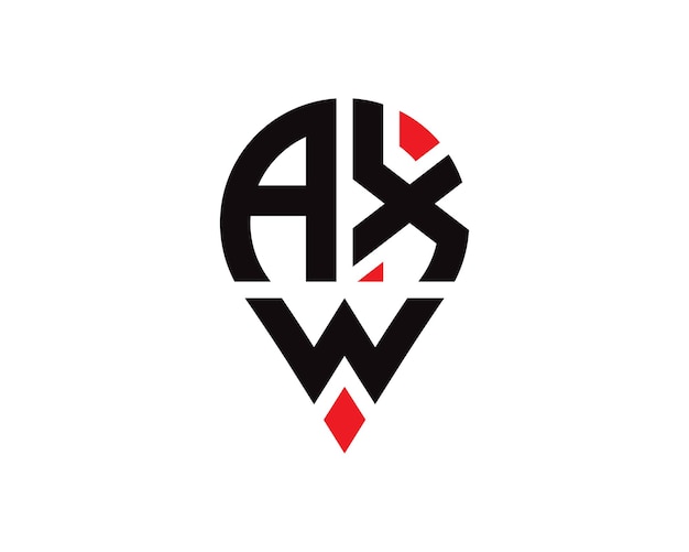Diseño del logotipo de la forma de la ubicación de la letra AXW Diseño simple del logotipo de la ubicación de la letra AXW