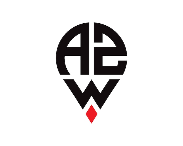 Diseño del logotipo de la forma de la ubicación de la letra AZW Diseño simple del logotipo de la ubicación de la letra AZW