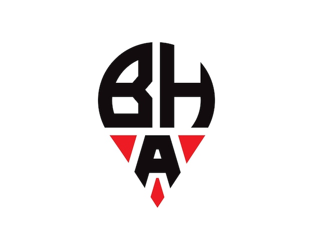 Diseño del logotipo de la forma de la ubicación de la letra BHA Diseño simple
