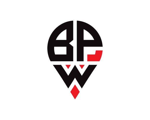 Diseño del logotipo de la forma de la ubicación de la letra BPW Diseño simple del logotipo de la ubicación de la letra BPW