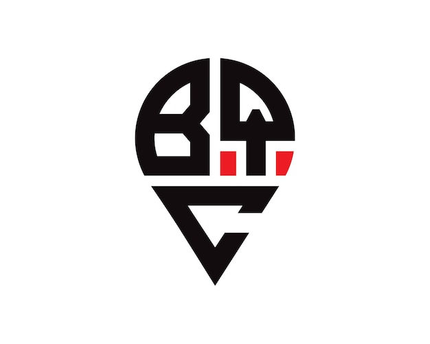 Diseño del logotipo de la forma de la ubicación de la letra BQC.