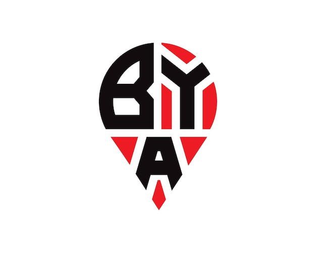 Diseño del logotipo de la forma de la ubicación de la letra BYA Diseño simple