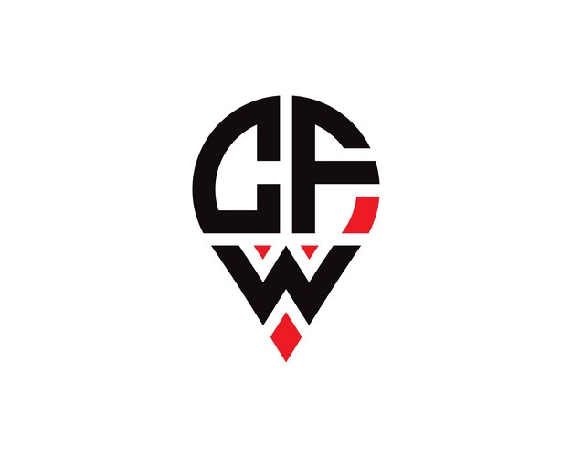 Diseño del logotipo de la forma de la ubicación de la letra CFW Diseño simple del logotipo de la ubicación de la letra CFW