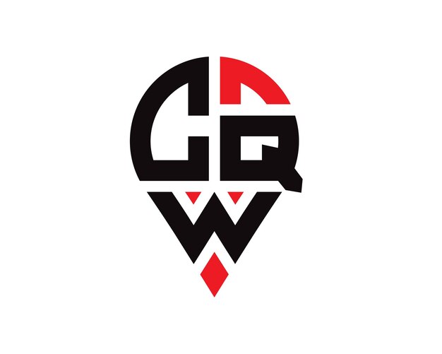 Diseño del logotipo de la forma de la ubicación de la letra CQW Diseño simple del logotipo de la ubicación de la letra CQW