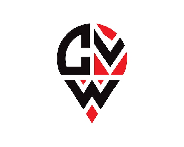 Diseño del logotipo de la forma de la ubicación de la letra CVW Diseño simple del logotipo de la ubicación de la letra CVW
