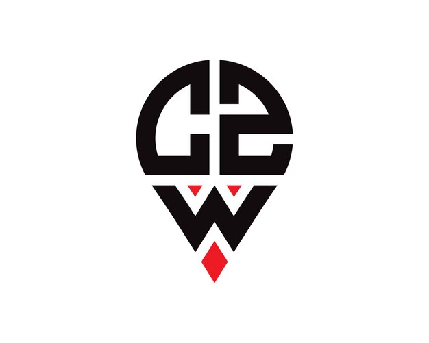 Diseño del logotipo de la forma de la ubicación de la letra CZW Diseño simple del logotipo de la ubicación de la letra CZW