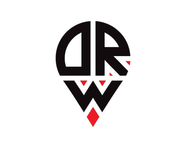 Diseño del logotipo de la forma de la ubicación de la letra DRW Diseño simple del logotipo de la ubicación de la letra DRW
