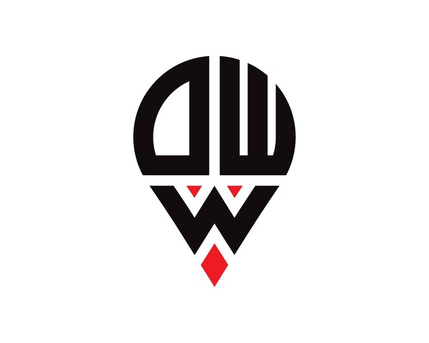 Vector diseño del logotipo de la forma de la ubicación de la letra dww diseño simple del logotipo de la ubicación de la letra dww