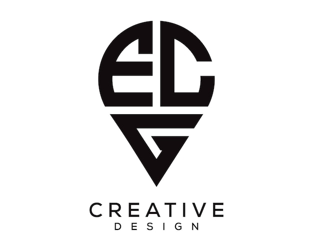 Diseño del logotipo de la forma de la ubicación de la letra ECG