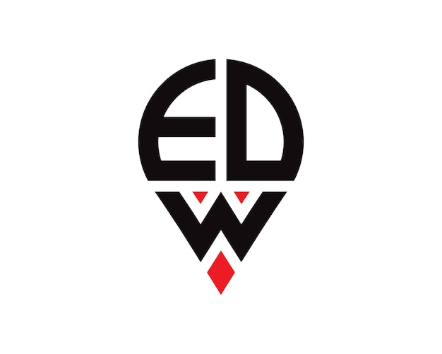 Diseño del logotipo de la forma de la ubicación de la letra EDW Diseño simple del logotipo de la ubicación de la letra EDW