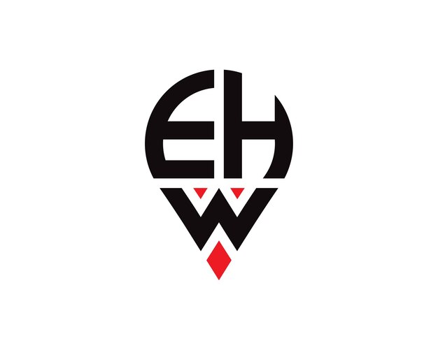 Diseño del logotipo de la forma de la ubicación de la letra EHW Diseño simple del logotipo de la ubicación de la letra EHW