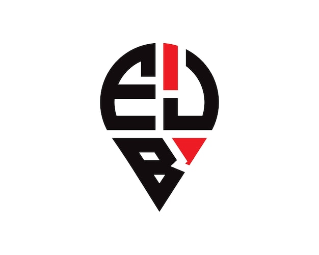 Diseño del logotipo de la forma de la ubicación de la letra EJB