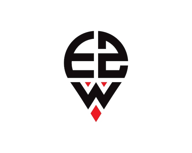 Diseño del logotipo de la forma de la ubicación de la letra EZW Diseño simple del logotipo de la ubicación de la letra EZW