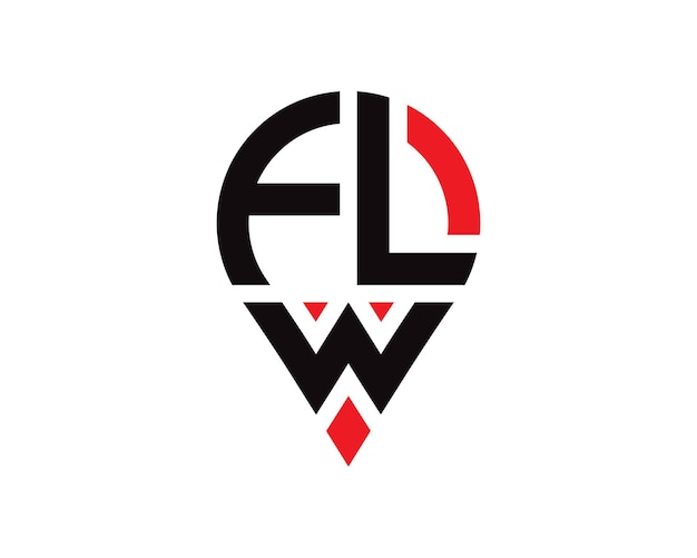 Diseño del logotipo de la forma de la ubicación de la letra FLW Diseño simple del logotipo de la ubicación de la letra FLW