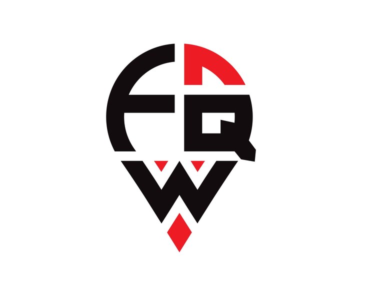 Vector diseño del logotipo de la forma de la ubicación de la letra fqw diseño simple del logotipo de la ubicación de la letra fqw