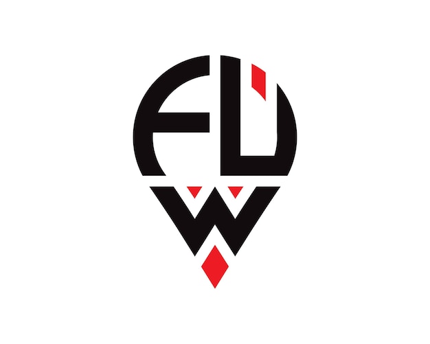 Diseño del logotipo de la forma de la ubicación de la letra FUW Diseño simple del logotipo de la ubicación de la letra FUW