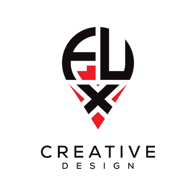 Diseño del logotipo de la forma de la ubicación de la letra FUX