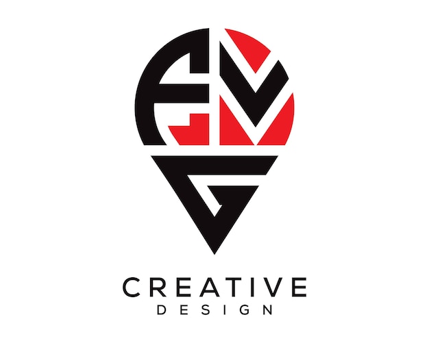 Diseño del logotipo de la forma de la ubicación de la letra FVG