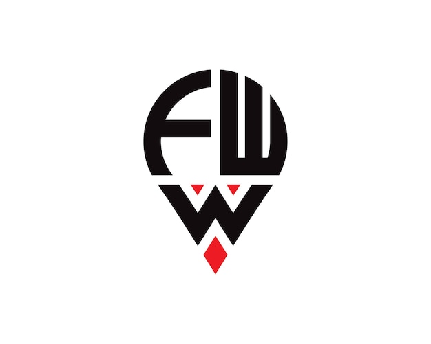 Diseño del logotipo de la forma de la ubicación de la letra FWW Diseño simple del logotipo de la ubicación de la letra FWW