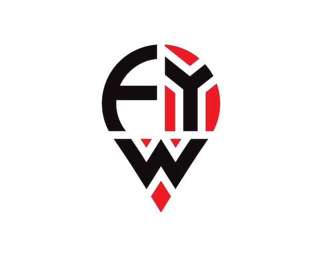 Diseño del logotipo de la forma de la ubicación de la letra FYW Diseño simple del logotipo de la ubicación de la letra FYW