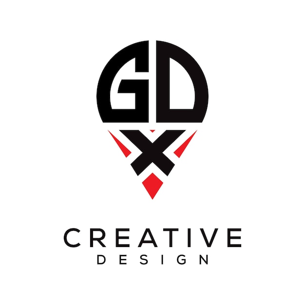 Diseño del logotipo de la forma de la ubicación de la letra GDX