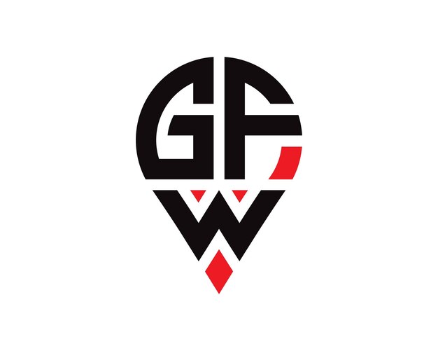 Diseño del logotipo de la forma de la ubicación de la letra GFW Diseño simple del logotipo de la ubicación de la letra GFW