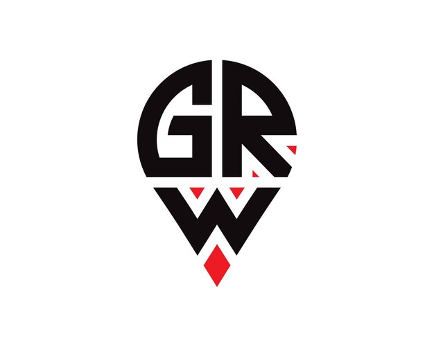 Diseño del logotipo de la forma de la ubicación de la letra GRW Diseño simple del logotipo de la ubicación de la letra GRW