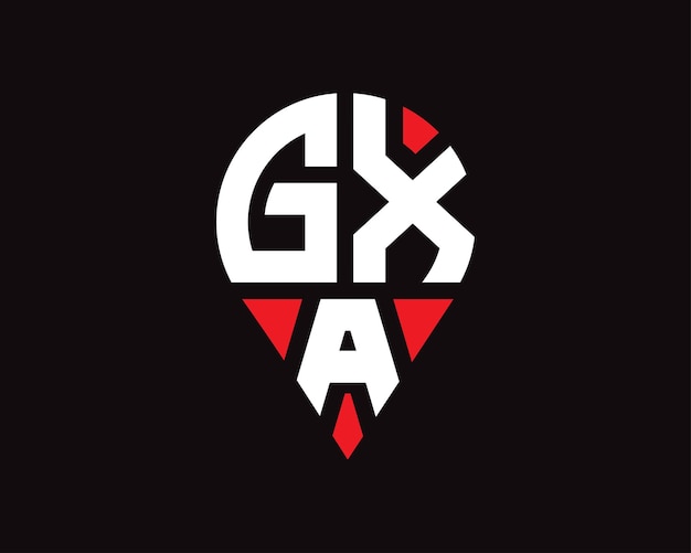 Diseño del logotipo de la forma de la ubicación de la letra de GXA