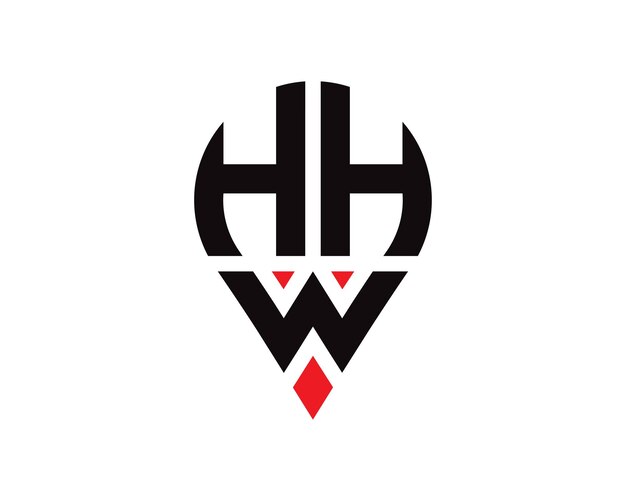 Diseño del logotipo de la forma de la ubicación de la letra HHW Diseño simple del logotipo de la ubicación de la letra HHW