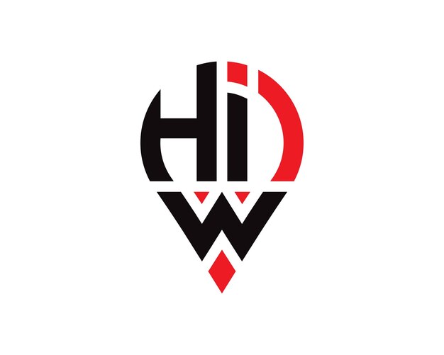 Diseño del logotipo de la forma de la ubicación de la letra HIW Diseño simple del logotipo de la ubicación de la letra HIW