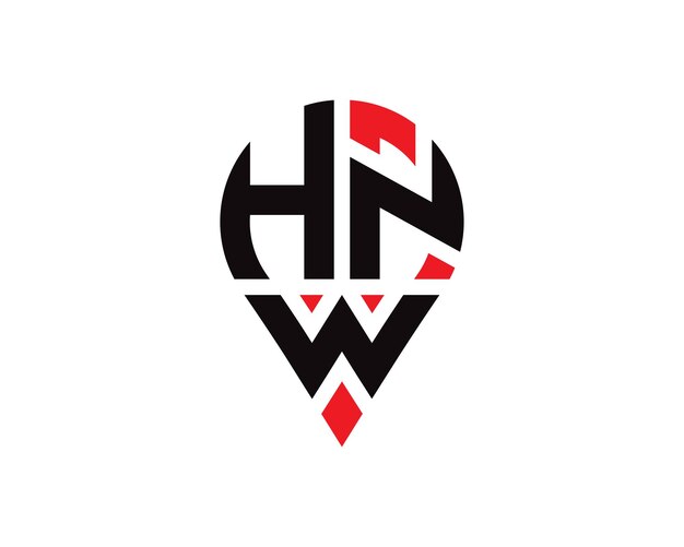 Diseño del logotipo de la forma de la ubicación de la letra HNW Diseño simple del logotipo de la ubicación de la letra HNW