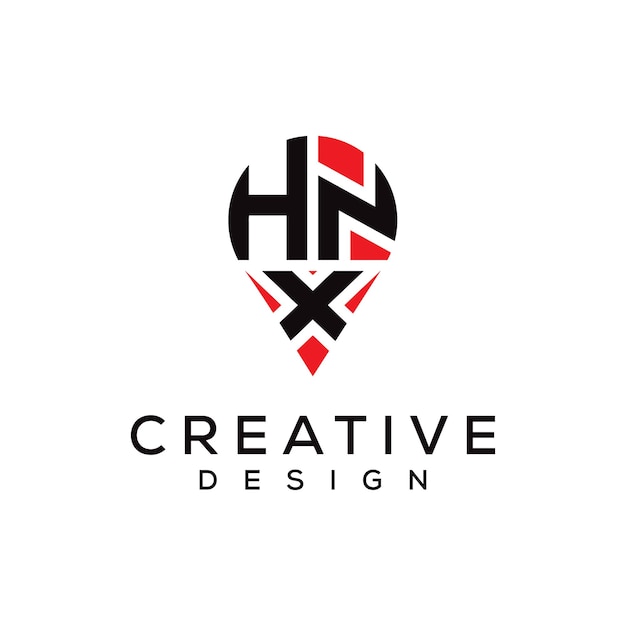 Diseño del logotipo de la forma de la ubicación de la letra HNX