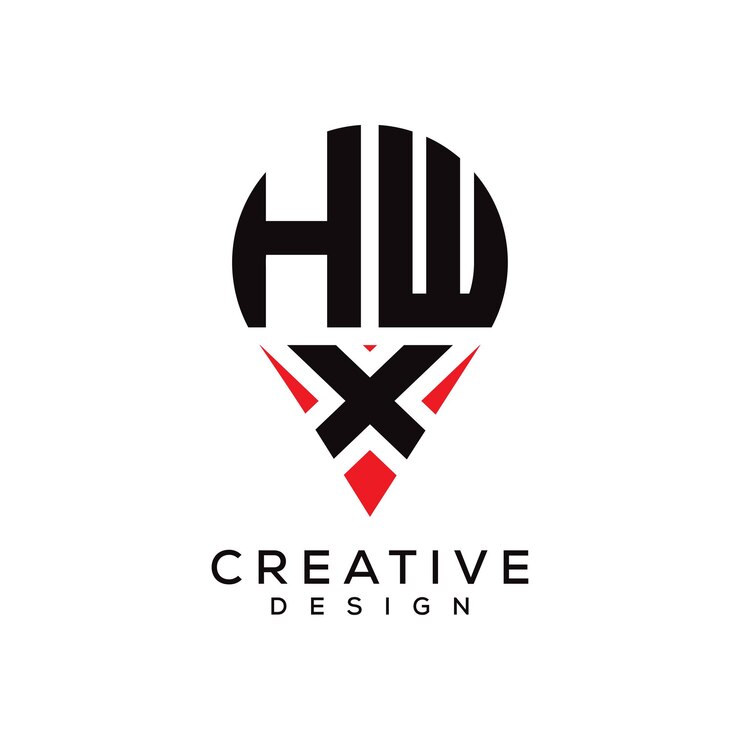 Vector diseño del logotipo de la forma de la ubicación de la letra hwx