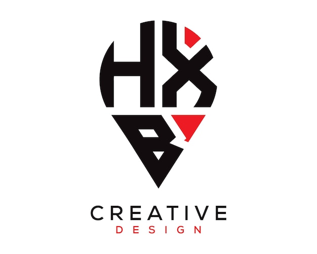 Diseño del logotipo de la forma de la ubicación de la letra HXB