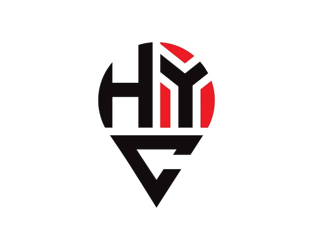 Diseño del logotipo de la forma de la ubicación de la letra HYC