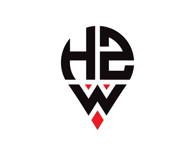 Diseño del logotipo de la forma de la ubicación de la letra HZW Diseño simple del logotipo de la ubicación de la letra HZW
