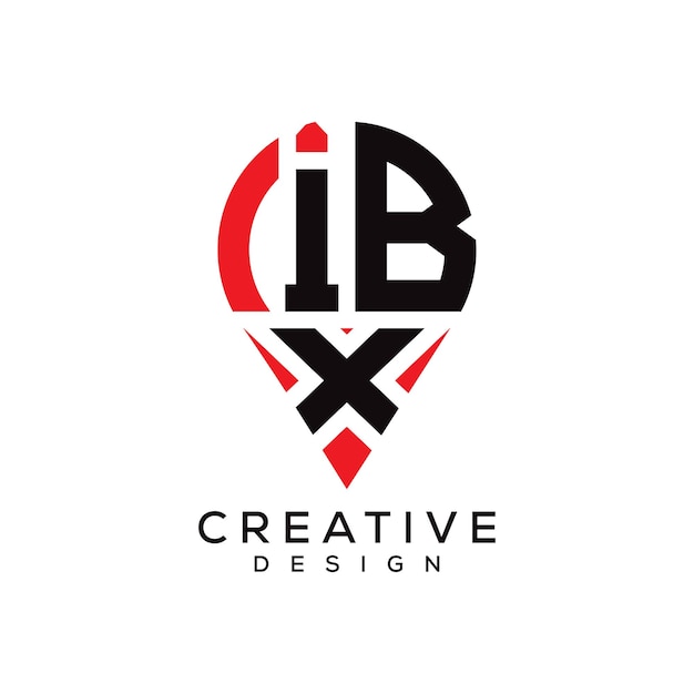 Diseño del logotipo de la forma de la ubicación de la letra IBX