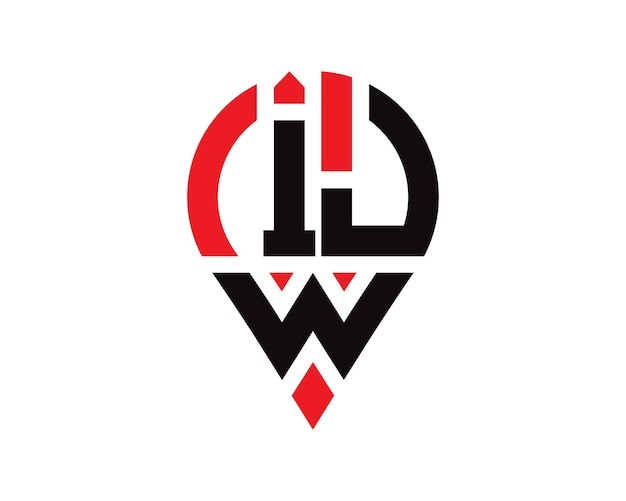 Diseño de logotipo con forma de ubicación de letra IJW Diseño simple del logotipo de ubicación de letra IJW