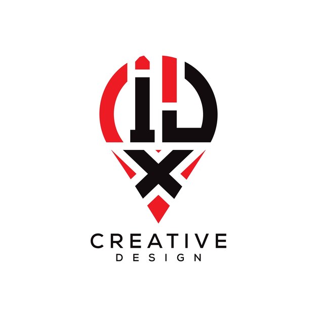 Diseño del logotipo de la forma de la ubicación de la letra IJX