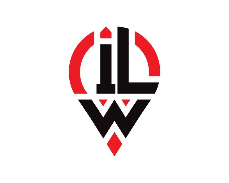 Vector diseño de logotipo con forma de ubicación de letra ilw diseño simple del logotipo de ubicación de letra ilw