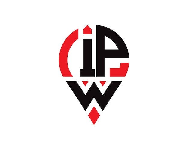 Diseño de logotipo con forma de ubicación de letra IPW Diseño simple del logotipo de ubicación de letra IPW