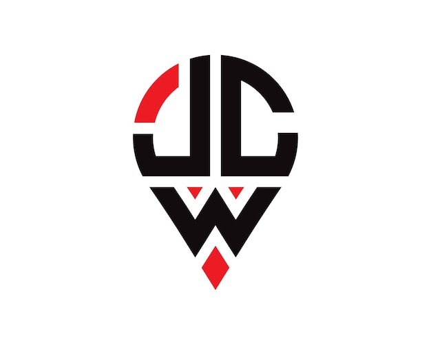 Diseño de logotipo con forma de ubicación de letra JCW Diseño simple del logotipo de ubicación de letra JCW