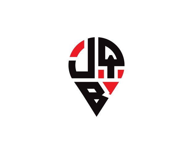 Diseño del logotipo de la forma de la ubicación de la letra JQB