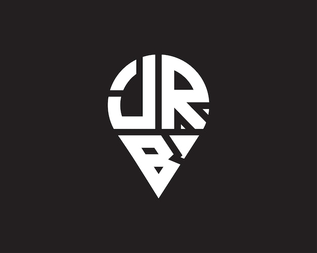 Diseño del logotipo de la forma de la ubicación de la letra JRB