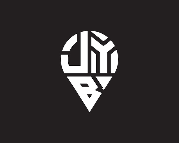 Diseño del logotipo de la forma de la ubicación de la letra JYB