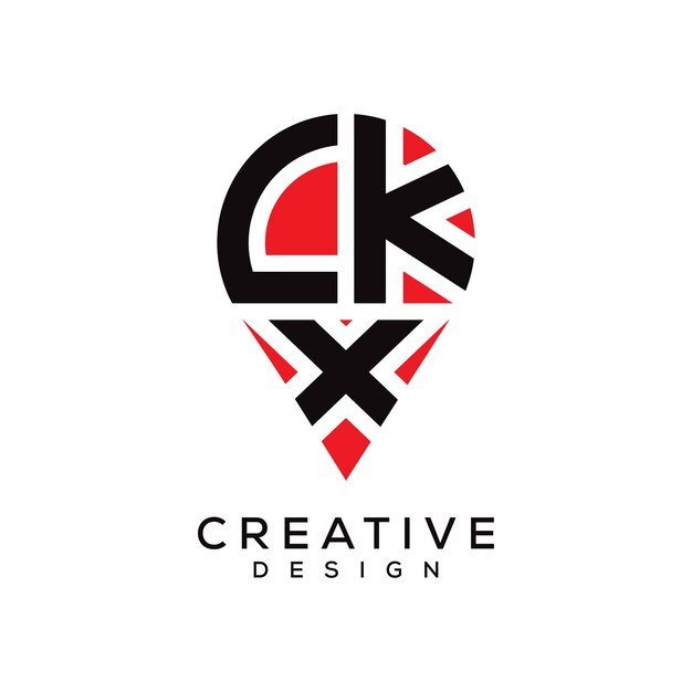 Diseño del logotipo de la forma de la ubicación de la letra LKX