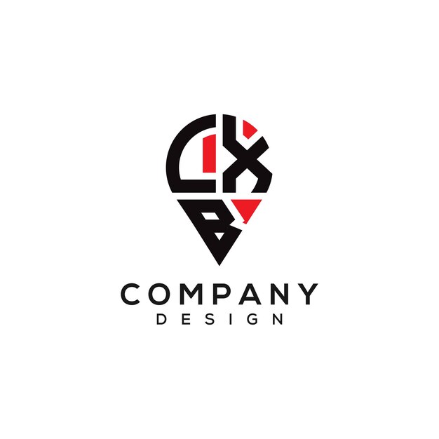 Diseño del logotipo de la forma de la ubicación de la letra LXB
