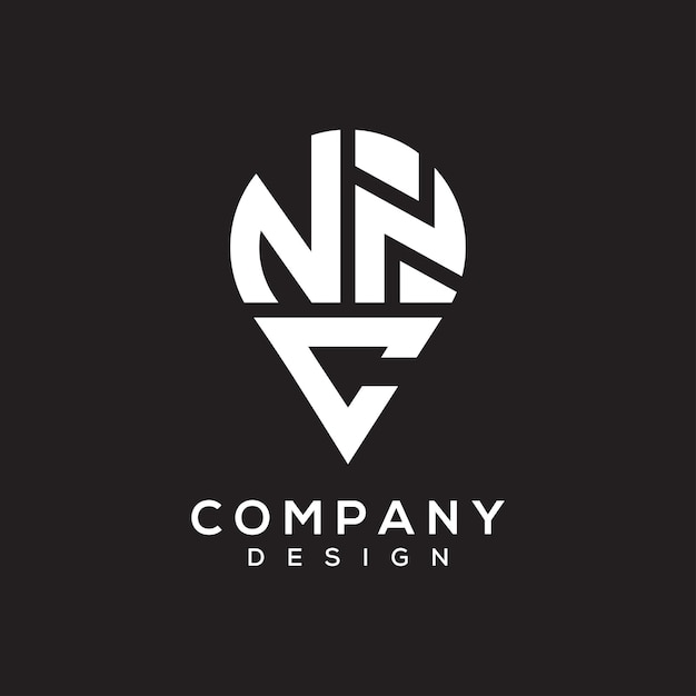 Diseño del logotipo de la forma de la ubicación de la letra NNC